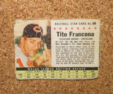 1961 Post Cereal Baseball #64 Tito Francona (Cleveland Indians) Box