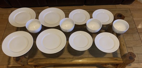 12 pc set New Better Homes & Gardens Sophia Dinner Plates Farmhouse Beaded rims
