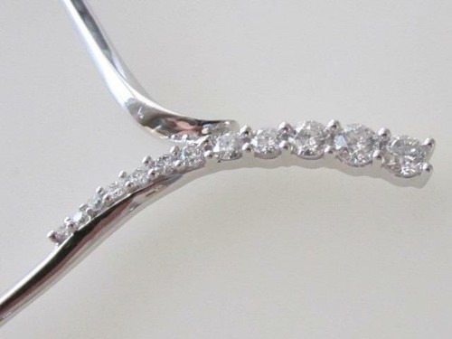 14K. WHITE GOLD "Y" DIAMOND NECKLACE, NEW - Picture 4 of 10