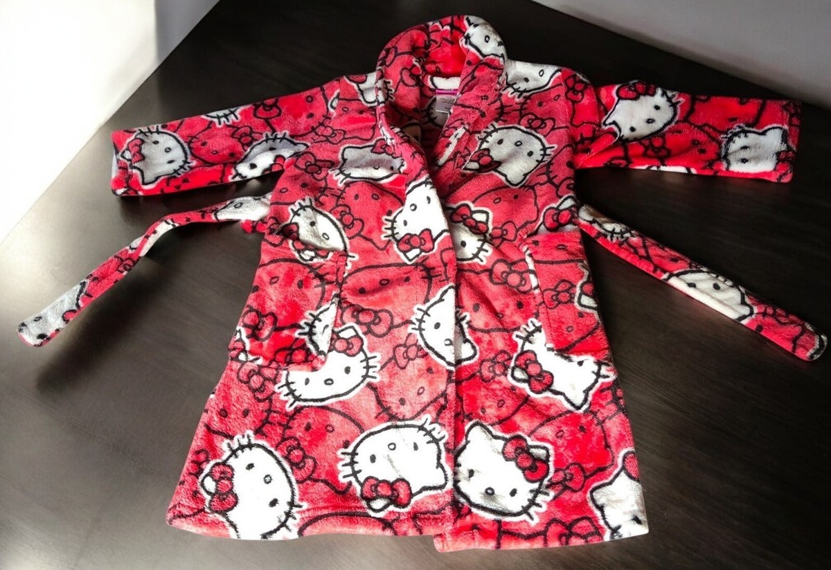 Hello Kitty Girls Fleece Bathrobe - Size XS (4) - Cozy- Pink