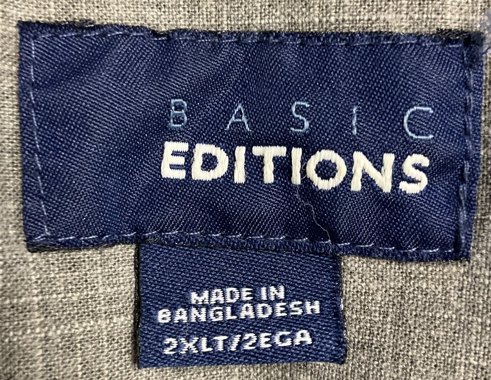 Basic Editions Long Sleeve Button Up Shirt Men’s 2XLT Green. 5659 - Image 3 of 3