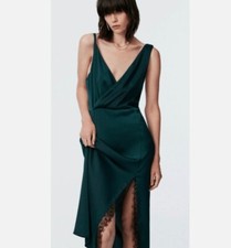 ZARA emerald green satin dress
