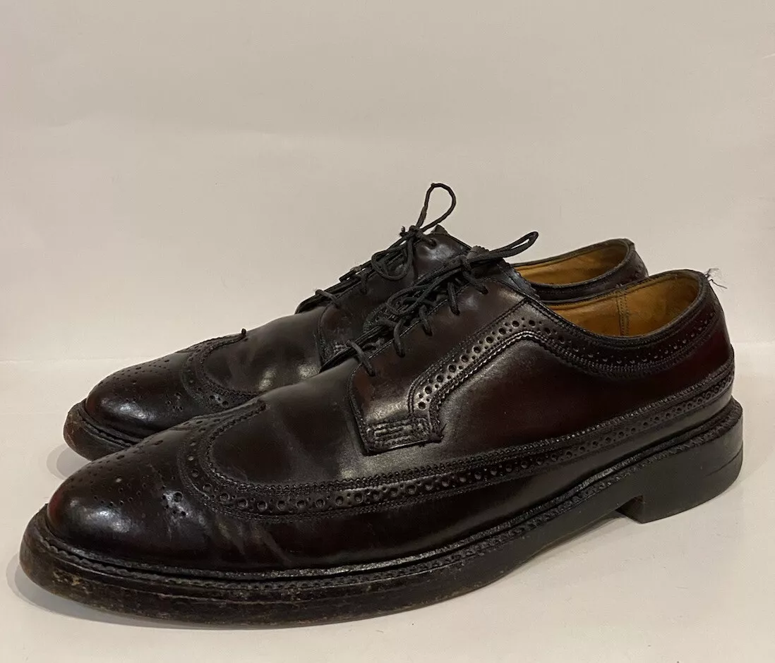 Vintage Florsheim Imperial Shell Cordovan Color #8 Wingtip Longwing Shoes  11.5 A