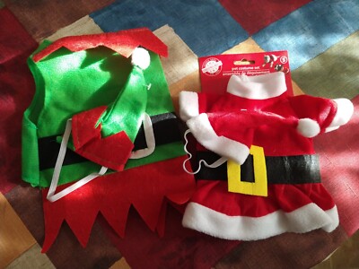 Pet Apparel Elf & Santa Set 2 pcs Dog & Cat Christmas Costumes  2 Outfits Size S