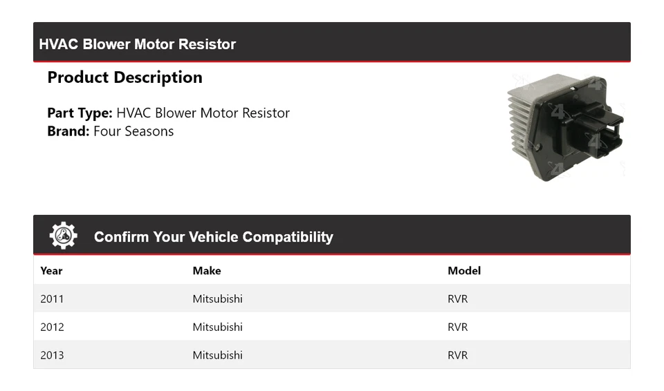 Resistencia del motor soplador de climatización para Mitsubishi RVR 2011-2013 4 estaciones 2012 Foto 2 de 4