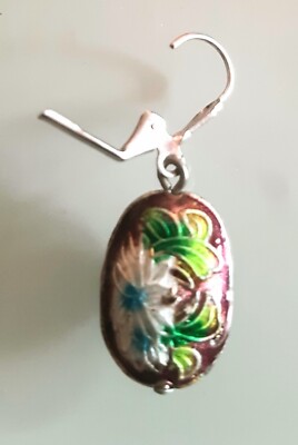 Cloisonne Perlen als Ohrhänger superleicht, superschöne Emaille *Handarbeit*