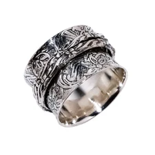 Designed Multi Metal Spinner Rare Ring 925 Sterling Silver Jewelry Perfect UK