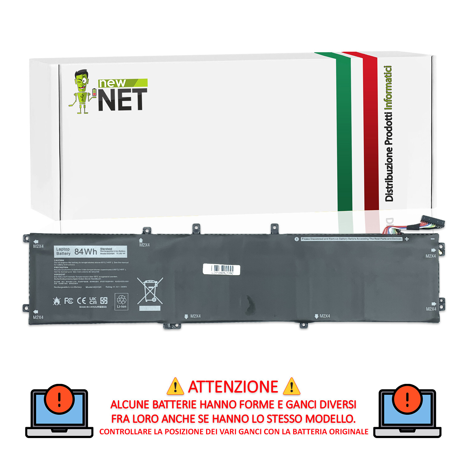 Batteria compatibile con Dell XPS 15 9550-4938 9550-4969 9550-7633 11,4V