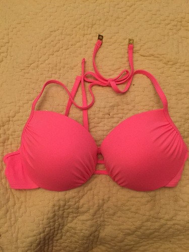* Nuevo Top de Bikini Plunge (Juniors) EE. UU. Talla 4 Rosa NUEVO CON ETIQUETAS BXS - Imagen 2 de 3