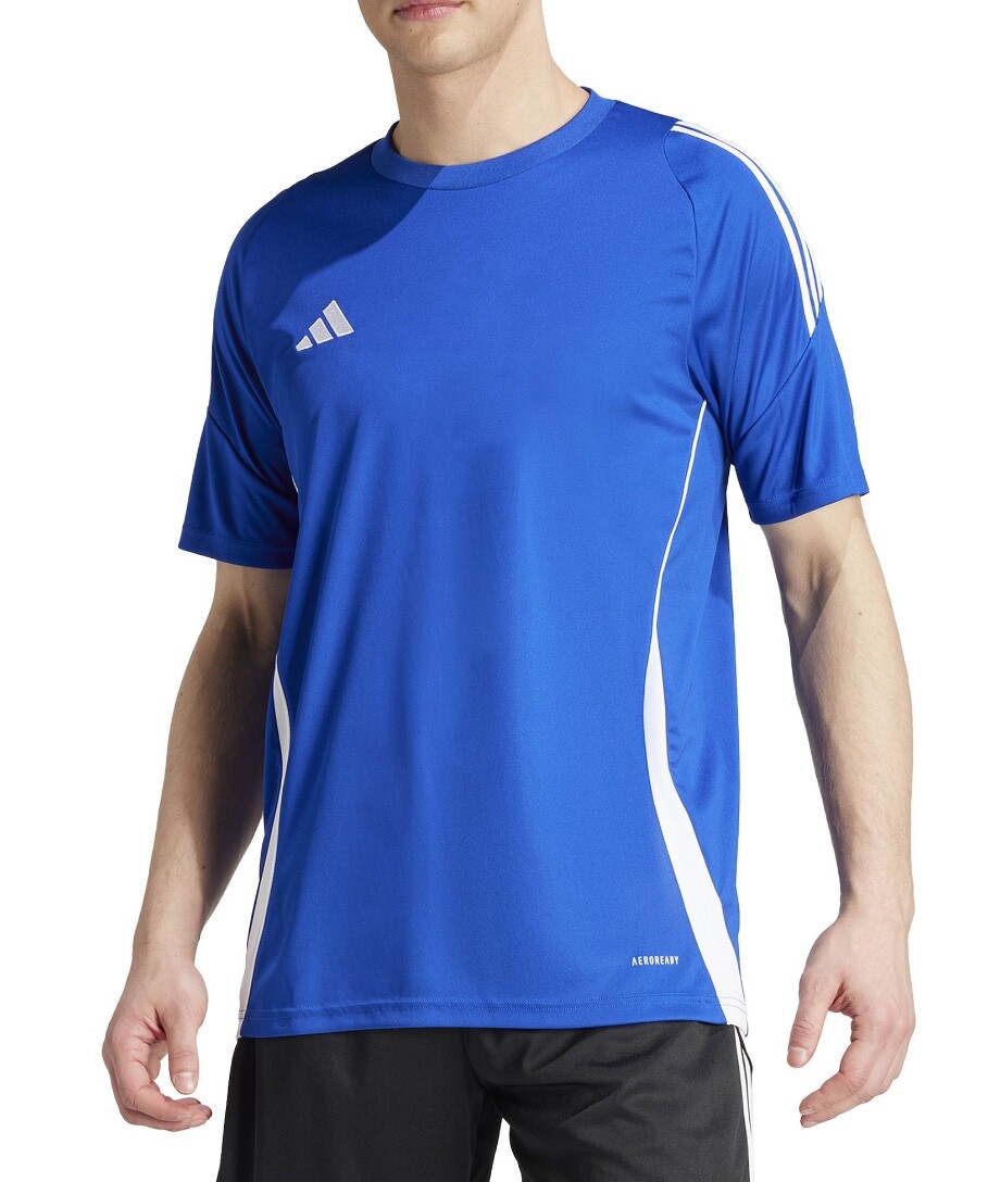 Adidas Men's Tiro 24 Slim Royal Blue V-Neck Jersey Size L Short Sleeve