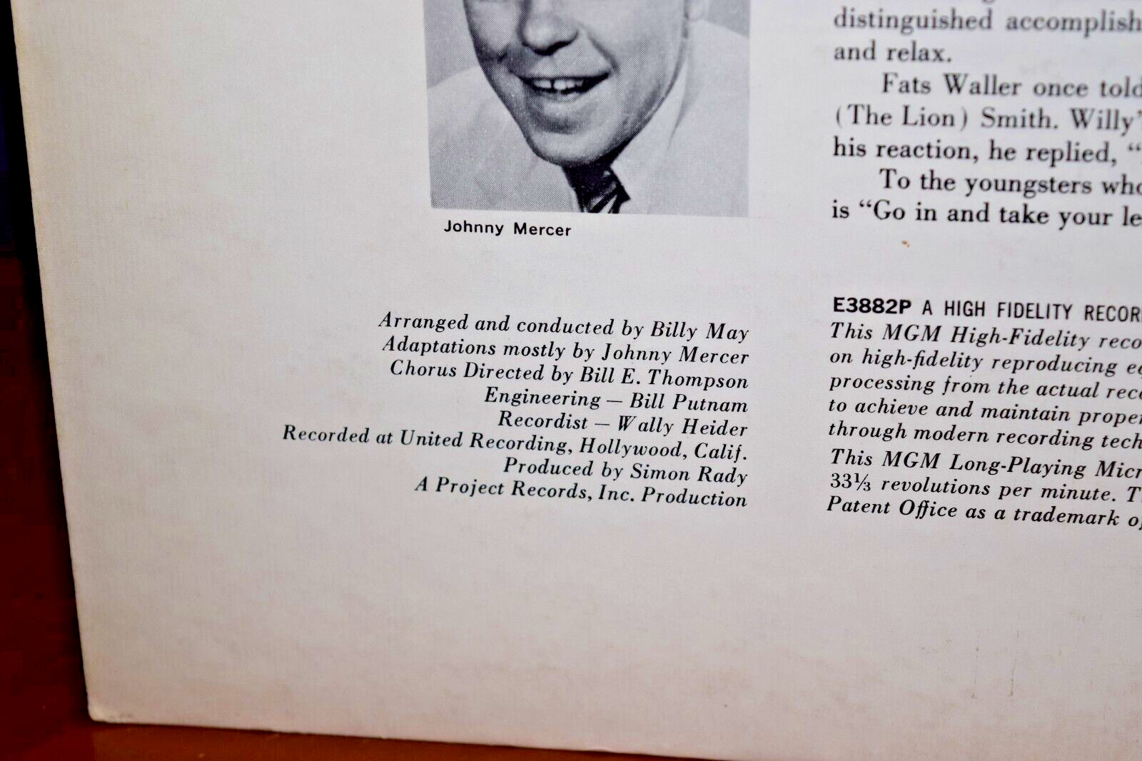 Bing Crosby & Louis Armstrong : Bing & Satchmo : Vinyl SE3882 : VG/VG