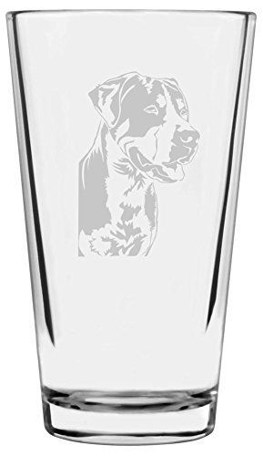 Greater Swiss Mountain Dog Etched 16oz Pint Glass for Beer or Drinks