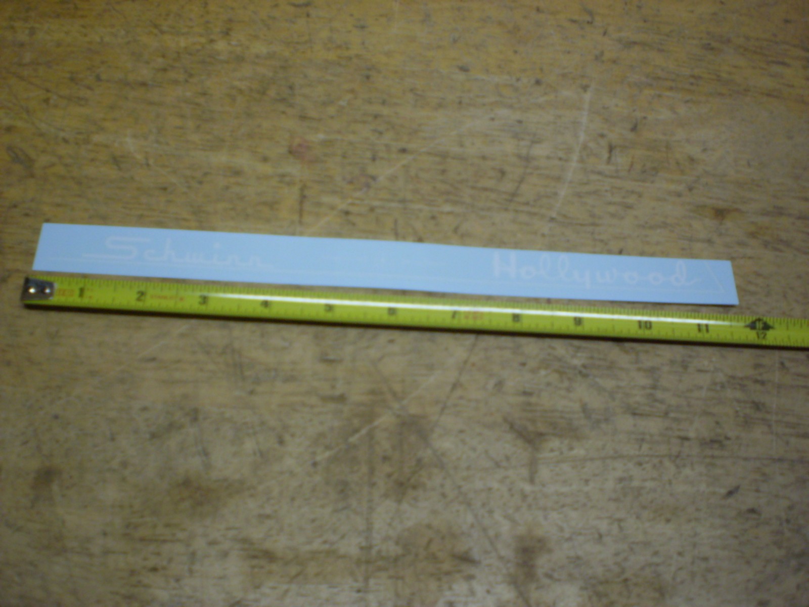 Schwinn Approved Hollywood 20" Bicycle White Chainguard Decal 11 1/2" Long