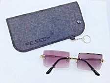 FEISEDY Vintage Rimless Sunglasses Rectangle Candy Color - with Felt Case NEW