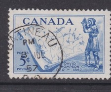 Canada 1957 GATNEAU POSTMARK on David Thompson 5c Fine Used VGC