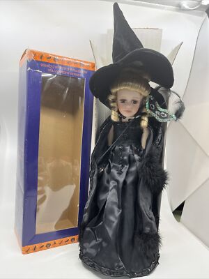 Dorella Halloween Witch Porcelain Doll 16  Original Box Cracker Barrel New Box