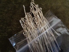 Eye pin, sterling silver-filled, 1-5/8 inches, 22 gauge. Sold per pkg of 50.
