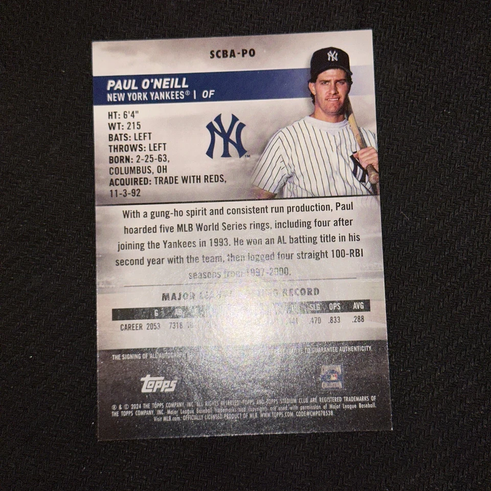 2024 Topps Stadium Club Paul O’Neil Auto Lot (1) No. SCBA-PO (1) ‘89 Fleet Base - Image 3 of 4