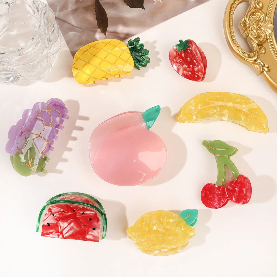 Fermagli Per Capelli In Acetato Per Donne E Ragazze Design Carino Di Frutta ☆ - Imagen 3 de 4
