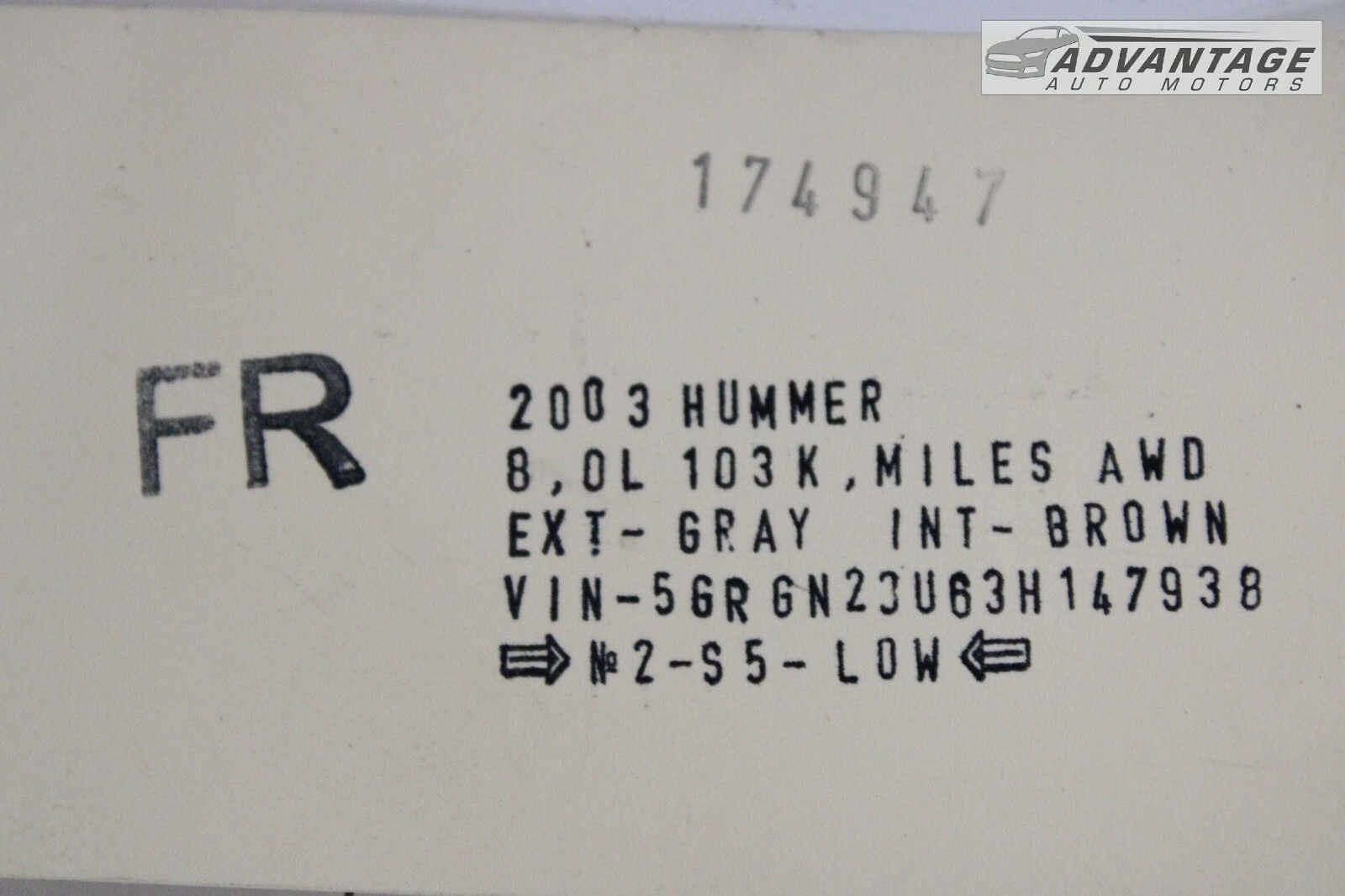 20032009 HUMMER H2 FRONT RIGHT PASSENGER SIDE DOOR LOWER & UPPER HINGE