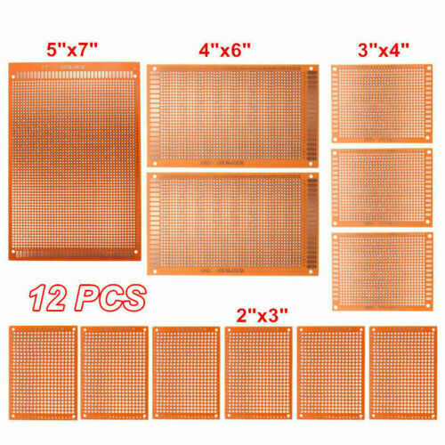 12pc DIY Prototyping Board PCB Printed Circuit Prototype Breadboard Stripboard - Picture 1 of 8