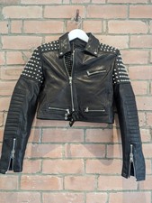Diesel Black & Gold Leather Studded Jacket Size 42
