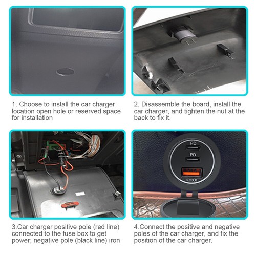 12V-24V Fast Charge Adapter 75W PD Type C QC 3.0 USB Outlet 3 Ports Car Charger - Picture 14 of 21