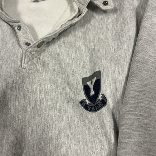 Rare Yale USA Champion Reverse Weave Warmup Sweatshirt 1/4 Button Gray Size L - Picture 2 of 10