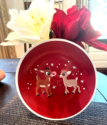 Disney Pottery Barn Rudolph Reindeer Clarice Christmas Plate holiday gift party