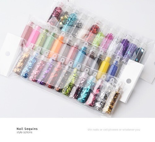 12 Bottle Nail Sequins Glitter Thin Flake Decor Set Sequins for Nail Flash Foils - Imagen 19 de 24