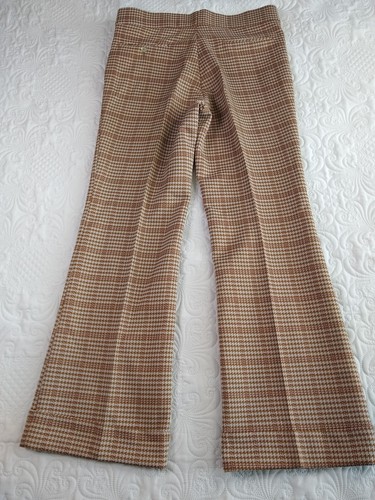 Day's Sportswear 70s Flared Pants Men's 36x32 Brown Houndstooth Disco NWOT NOS - Picture 3 of 10