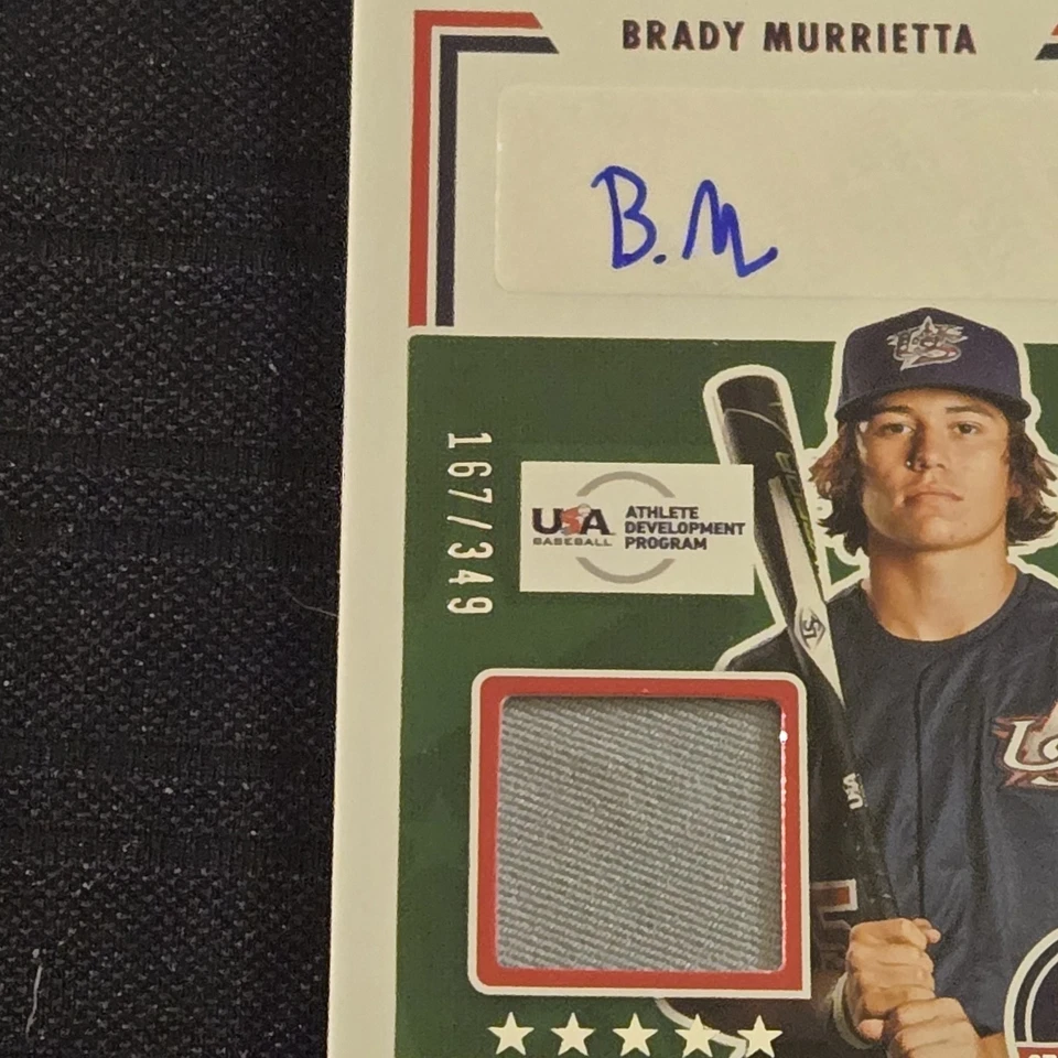 2022 Panini Stars & Stripes USA Baseball Brady Murrietta Jersey Signatures #/349 - Image 3 of 3