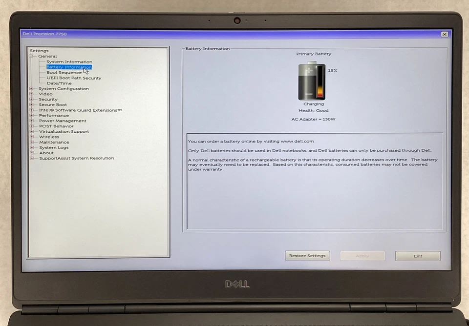 Dell Precision 7750 17.3" Core i7-10750H 2.60 GHz 32GB RAM RTX 3000 No SSD No OS - Image 4 of 4