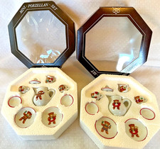 2 Mini Reutter German, Porcelain Doll or Children's Tea Set w/ Teddy Bears, Vtg.