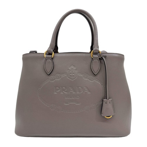 PRADA Gray Leather Two Way Bag