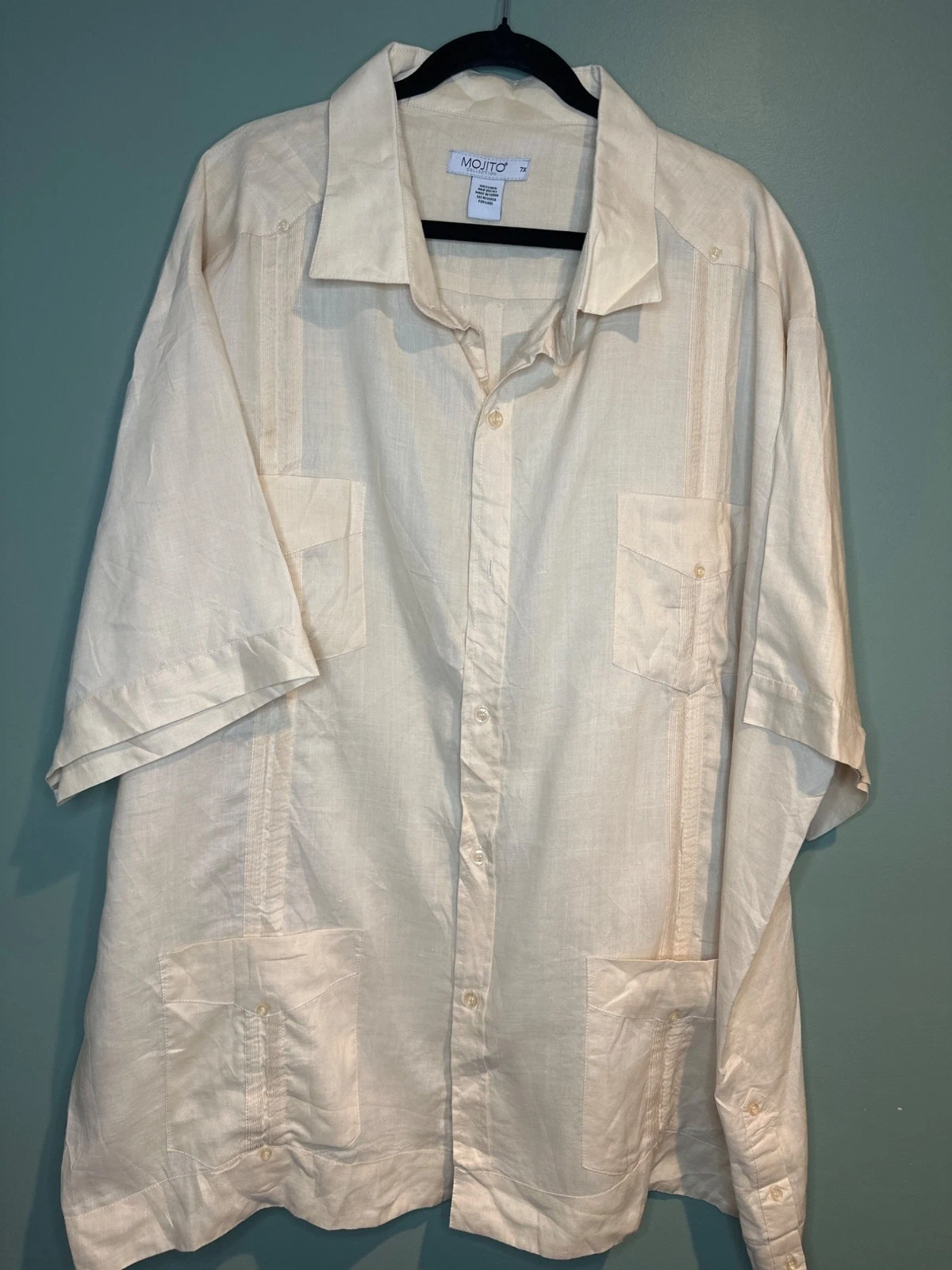 Mojito Collection Men’s 7X Linen Guayabera Shirt Cuban Resortwear Coastal summer