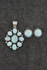 Turquoise & Sterling Silver Pendant and Earrings Set - Bobby Johnson