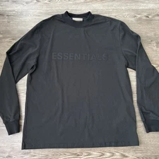 ESSENTIALS Fear Of God Long Sleeve Mock Neck T Shirt Mens Medium Washed Black