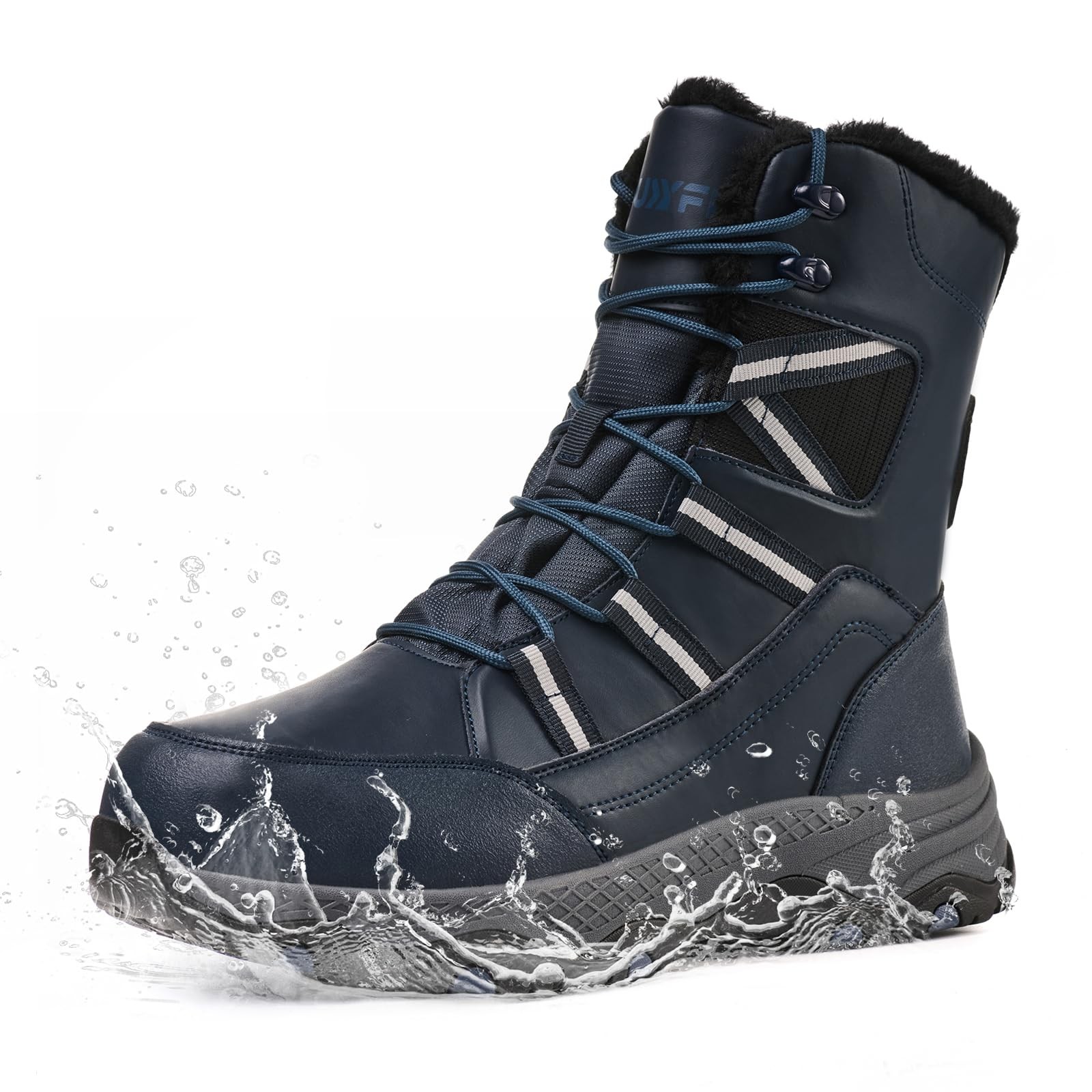 Suiyfit Snow Boots Men Waterproof Mid-Calf Winter Hiking Boot Dark Blue Size 43