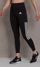 Adidas Woman  s Leggings Lightweight High Rise Side Pocket Mesh 3 Stripe 7/8 Sz S
