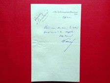 Lettre autog signée Raymond Poincaré ( 1860 - 1934 ) Ancien Président République