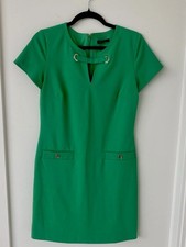 Tommy Hilfiger Green Sheath Dress. Short Sleeve. Grommet Accents. Size 6