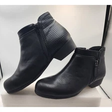 Rockport Works Womens Black Leather Side Zip Ankle Boots Size 8.5M RK751