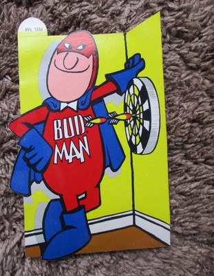 Vintage NOS Bud Man Dart Board Sticker Vintage Budweiser