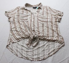 Fortune + Ivy Women's Candace Two Pocket Button-Up Blouse CN6 White Size XL NWT