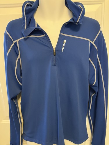 Men’s SUGOI CYCLING Sz Large Royal Blue Long Sleeve 1/4 ZIP Track Hoodie Jacket - Picture 2 of 5