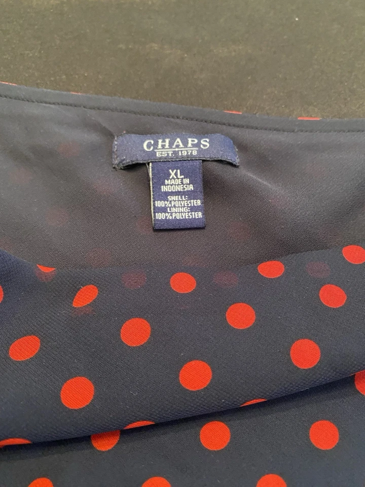 Falda acampanada CHAPS para mujer XL forrada azul rojo lunares fluida carrera informal Foto 3 de 4