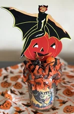 Vintage Halloween Bats & Cats Decoration Arrangement / Assemblage