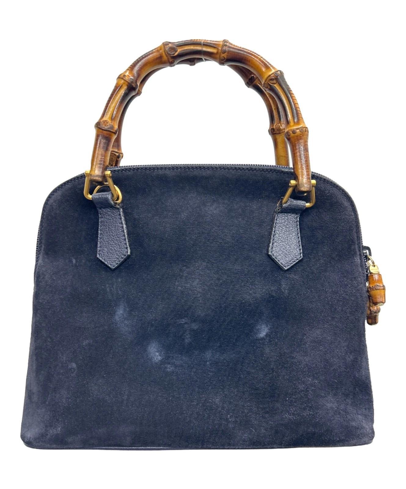 Gucci — Gucci 2-Way Bamboo 0290 Suede Navy Shoulder Bag #TFB6778