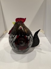 Vintage Murano "Style" Art Glass Chicken Rooster Paperweight 6x7 1/2, 3 Ibs.